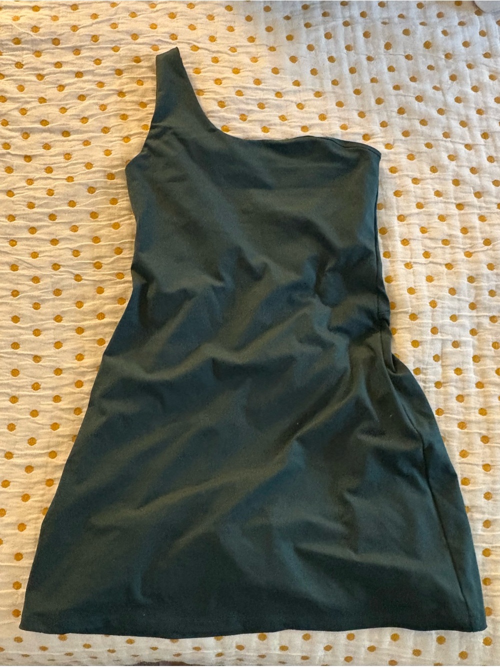 Girlfriend Collective One-Shoulder Dark Green Women’s Dress